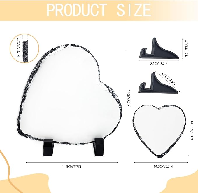 Sublimation Heart Slate with Display Holder, 5.9"X5.9"
