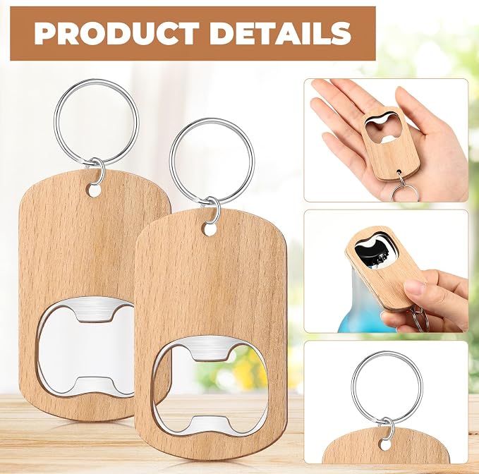 Wood Bottle Opener Wooden Keychain Bottle Opener Blanks Unfinished Keychain