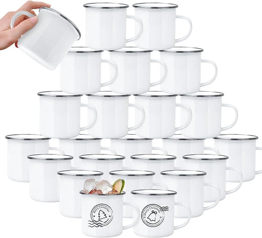 Enamel Mug Camping Outdoor Coffee Travel Metal Mug with Silver Rim