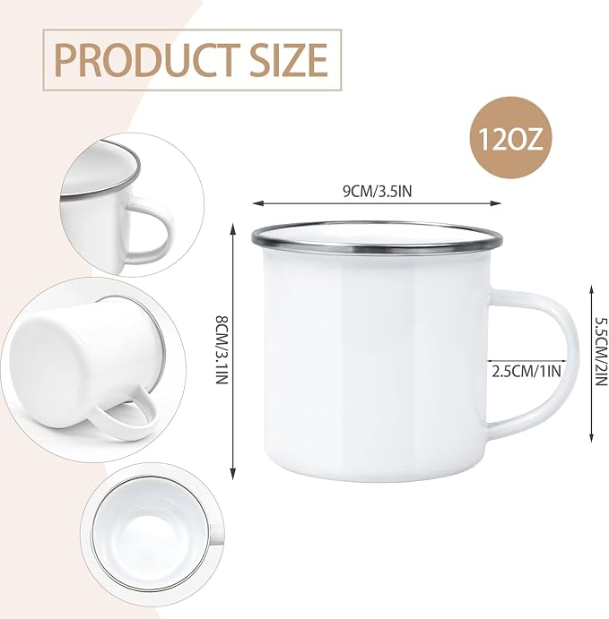 Enamel Mug Camping Outdoor Coffee Travel Metal Mug with Silver Rim