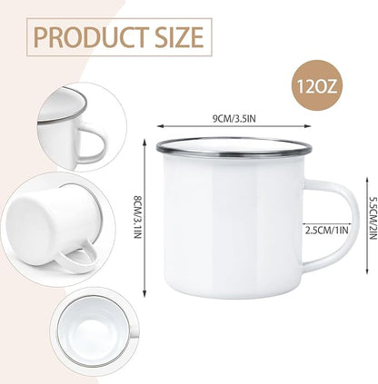 Enamel Mug Camping Outdoor Coffee Travel Metal Mug with Silver Rim