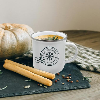 Enamel Mug Camping Outdoor Coffee Travel Metal Mug with Silver Rim
