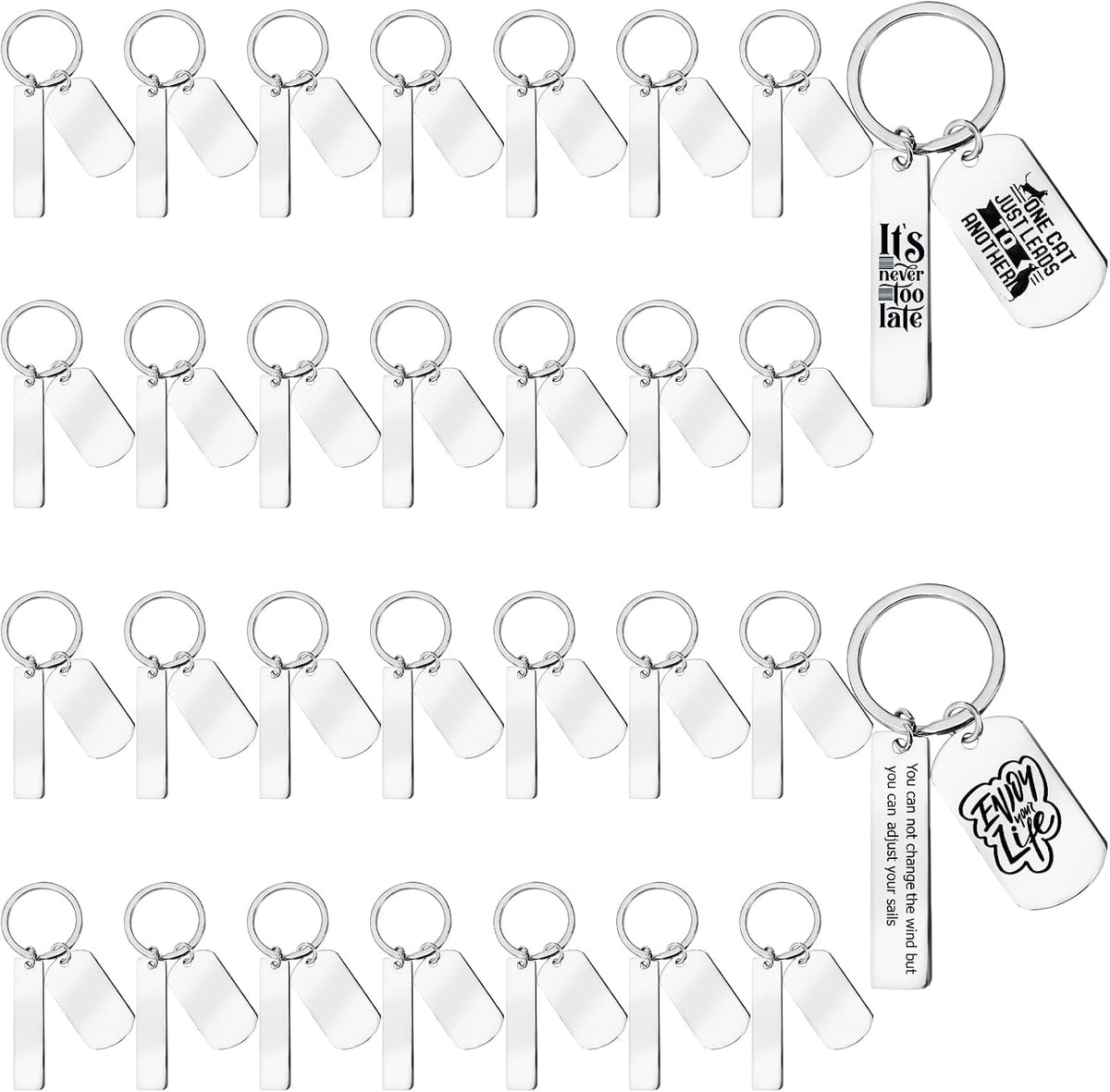 Engravable Metal Keychain Blanks, Stainless Steel