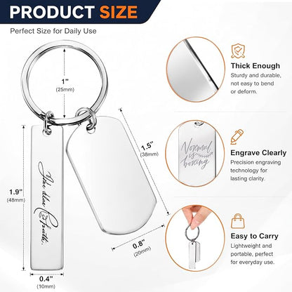 Engravable Metal Keychain Blanks, Stainless Steel