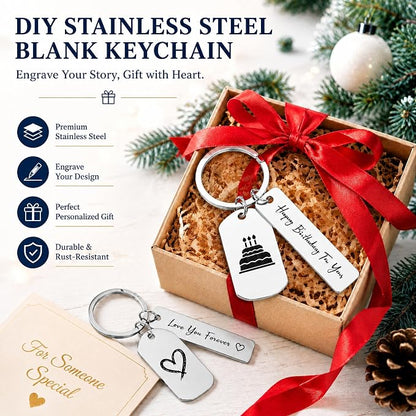 Engravable Metal Keychain Blanks, Stainless Steel